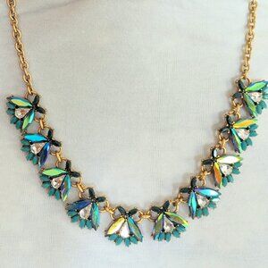 Vintage Rare Runway Chunky J Crew Signed Aurora Borealis Necklace Rhinestones